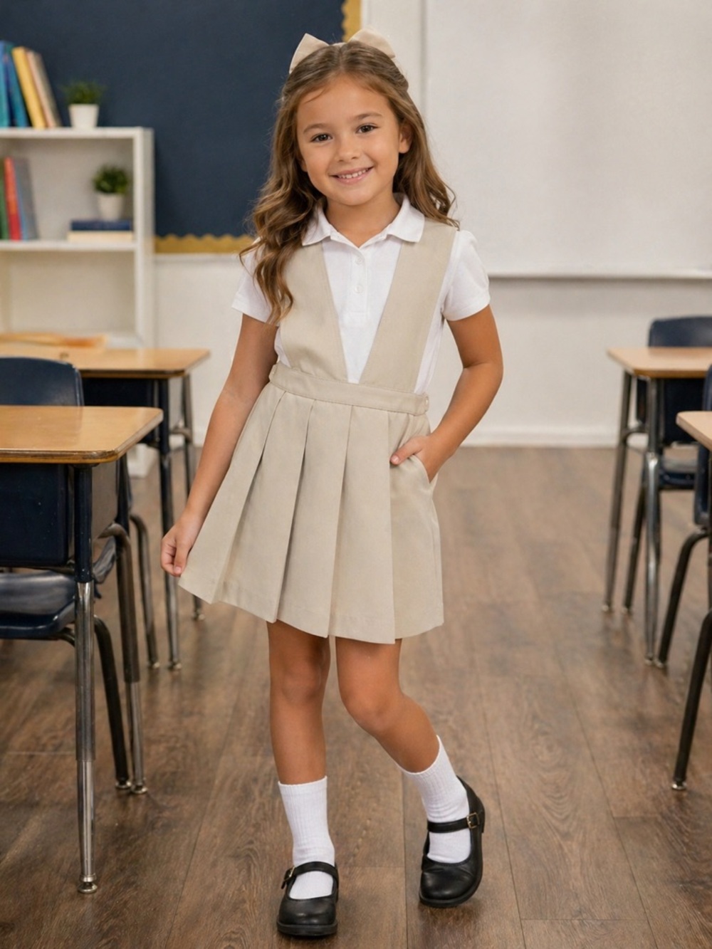 French Toast Girls Khaki Jumper Dress Bundle of 2 Pleated School Uniform 6